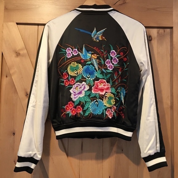 TRUE RELIGION Embroidered Satin Bomber Jacket Size XS - Picture 7 of 13